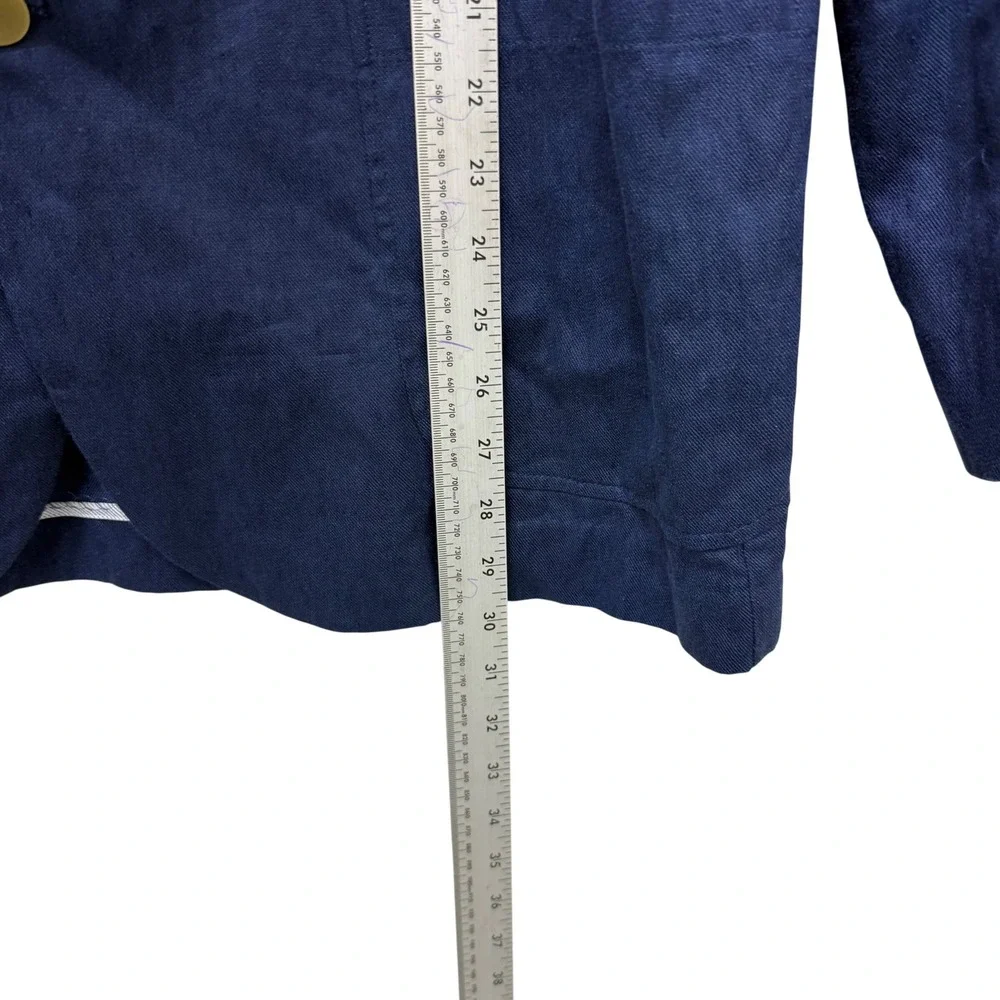 Vince Mens Navy Blue Linen Cotton Blend‎ 2-Button Blazer Jacket XL M1272-4150
